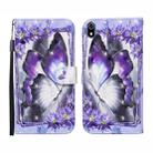 For Xiaomi Redmi 7A 3D Painted Pattern Horizontal Flip Leather Case with Holder & Wallet & Card slot & Lanyard(Purple Flower Butterfly) - 1