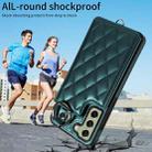 For Samsung Galaxy S21 FE 5G Rhombic Texture Card Bag Phone Case with Short Lanyard(Green) - 2