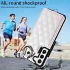 For Samsung Galaxy S22 5G Rhombic Texture Card Bag Phone Case with Short Lanyard(White) - 2