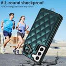 For Samsung Galaxy S22 5G Rhombic Texture Card Bag Phone Case with Short Lanyard(Green) - 2