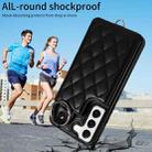 For Samsung Galaxy S22 5G Rhombic Texture Card Bag Phone Case with Short Lanyard(Black) - 2