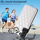 For Samsung Galaxy S22+ 5G Rhombic Texture Card Bag Phone Case with Short Lanyard(White) - 2