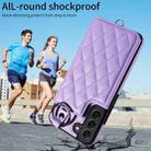 For Samsung Galaxy S22+ 5G Rhombic Texture Card Bag Phone Case with Short Lanyard(Purple) - 2