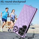 For Samsung Galaxy S24 Ultra 5G Rhombic Texture Card Bag Phone Case with Short Lanyard(Purple) - 2