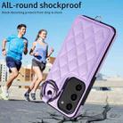 For Samsung Galaxy S23 5G Rhombic Texture Card Bag Phone Case with Short Lanyard(Purple) - 2