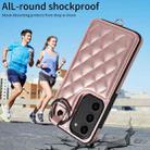 For Samsung Galaxy S23 5G Rhombic Texture Card Bag Phone Case with Short Lanyard(Rose Gold) - 2