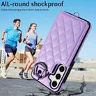 For Samsung Galaxy S24 5G Rhombic Texture Card Bag Phone Case with Short Lanyard(Purple) - 2