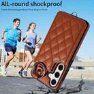 For Samsung Galaxy S24 5G Rhombic Texture Card Bag Phone Case with Short Lanyard(Brown) - 2