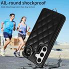 For Samsung Galaxy S24 5G Rhombic Texture Card Bag Phone Case with Short Lanyard(Black) - 2