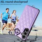 For Samsung Galaxy S24+ 5G Rhombic Texture Card Bag Phone Case with Short Lanyard(Purple) - 2