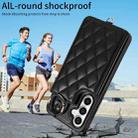 For Samsung Galaxy S23 FE 5G Rhombic Texture Card Bag Phone Case with Short Lanyard(Black) - 2