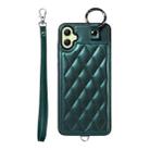 For Samsung Galaxy A05 Rhombic Texture Card Bag Phone Case with Short Lanyard(Green) - 1