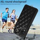 For Samsung Galaxy A12 4G Rhombic Texture Card Bag Phone Case with Short Lanyard(Black) - 2