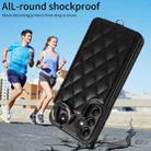 For Samsung Galaxy A14 4G / 5G Rhombic Texture Card Bag Phone Case with Short Lanyard(Black) - 2