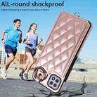 For Samsung Galaxy A22 5G Rhombic Texture Card Bag Phone Case with Short Lanyard(Rose Gold) - 2