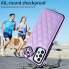 For Samsung Galaxy A23 Rhombic Texture Card Bag Phone Case with Short Lanyard(Purple) - 2