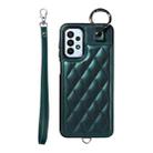 For Samsung Galaxy A23 Rhombic Texture Card Bag Phone Case with Short Lanyard(Green) - 1