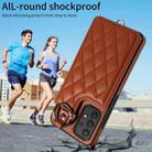 For Samsung Galaxy A32 4G Rhombic Texture Card Bag Phone Case with Short Lanyard(Brown) - 2