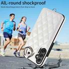 For Samsung Galaxy A34 5G Rhombic Texture Card Bag Phone Case with Short Lanyard(White) - 2