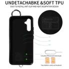 For Samsung Galaxy A34 5G Rhombic Texture Card Bag Phone Case with Short Lanyard(Black) - 3