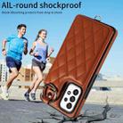 For Samsung Galaxy A53 5G Rhombic Texture Card Bag Phone Case with Short Lanyard(Brown) - 2