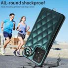 For Samsung Galaxy A72 4G / 5G Rhombic Texture Card Bag Phone Case with Short Lanyard(Green) - 2