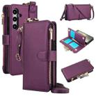 For Samsung Galaxy A14 4G / 5G Crossbody Ring Multifunctional Wallet Leather Phone Case(Dark Purple) - 1