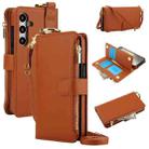 For Samsung Galaxy A54 5G Crossbody Ring Multifunctional Wallet Leather Phone Case(Brown) - 1