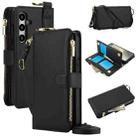 For Samsung Galaxy A15 4G / 5G Crossbody Ring Multifunctional Wallet Leather Phone Case(Black) - 1
