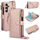 For Samsung Galaxy A15 4G / 5G Crossbody Ring Multifunctional Wallet Leather Phone Case(Rose Gold) - 1