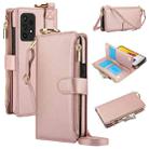 For Samsung Galaxy A52 4G / 5G Crossbody Ring Multifunctional Wallet Leather Phone Case(Rose Gold) - 1