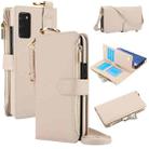 For Samsung Galaxy Note20 Crossbody Ring Multifunctional Wallet Leather Phone Case(White) - 1