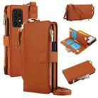 For Samsung Galaxy Note20 Ultra Crossbody Ring Multifunctional Wallet Leather Phone Case(Brown) - 1