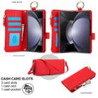 For Samsung Galaxy Z Fold5 Crossbody Ring Multifunctional Wallet Fold Leather Phone Case(Red) - 2