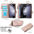 For Samsung Galaxy Z Fold5 Crossbody Ring Multifunctional Wallet Fold Leather Phone Case(Rose Gold) - 2