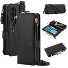 For Samsung Galaxy Z Fold4 Crossbody Ring Multifunctional Wallet Fold Leather Phone Case(Black) - 1