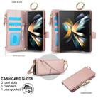 For Samsung Galaxy Z Fold4 Crossbody Ring Multifunctional Wallet Fold Leather Phone Case(Rose Gold) - 2