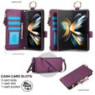 For Samsung Galaxy Z Fold4 Crossbody Ring Multifunctional Wallet Fold Leather Phone Case(Dark Purple) - 2