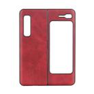 For Samsung Galaxy Fold 5G Two-color Cowhide Texture Top-grain Leather + PC + TPU Shockproof Protective Case(Red) - 1
