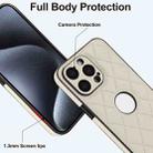 For iPhone 15 Pro Max Rhombic Leather Back Cover Phone Case(White) - 3