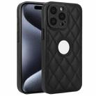 For iPhone 15 Pro Max Rhombic Leather Back Cover Phone Case(Black) - 1