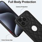 For iPhone 15 Pro Max Rhombic Leather Back Cover Phone Case(Black) - 3