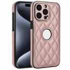 For iPhone 15 Pro Max Rhombic Leather Back Cover Phone Case(Rose Gold) - 1