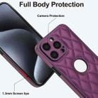 For iPhone 15 Pro Max Rhombic Leather Back Cover Phone Case(Dark Purple) - 3