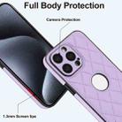 For iPhone 15 Pro Rhombic Leather Back Cover Phone Case(Purple) - 3