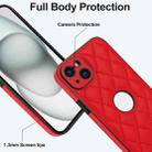 For iPhone 15 Plus Rhombic Leather Back Cover Phone Case(Red) - 3