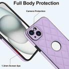 For iPhone 15 Rhombic Leather Back Cover Phone Case(Purple) - 3
