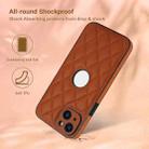 For iPhone 15 Rhombic Leather Back Cover Phone Case(Brown) - 2
