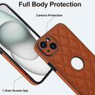 For iPhone 15 Rhombic Leather Back Cover Phone Case(Brown) - 3