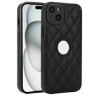 For iPhone 14 Plus Rhombic Leather Back Cover Phone Case(Black) - 1